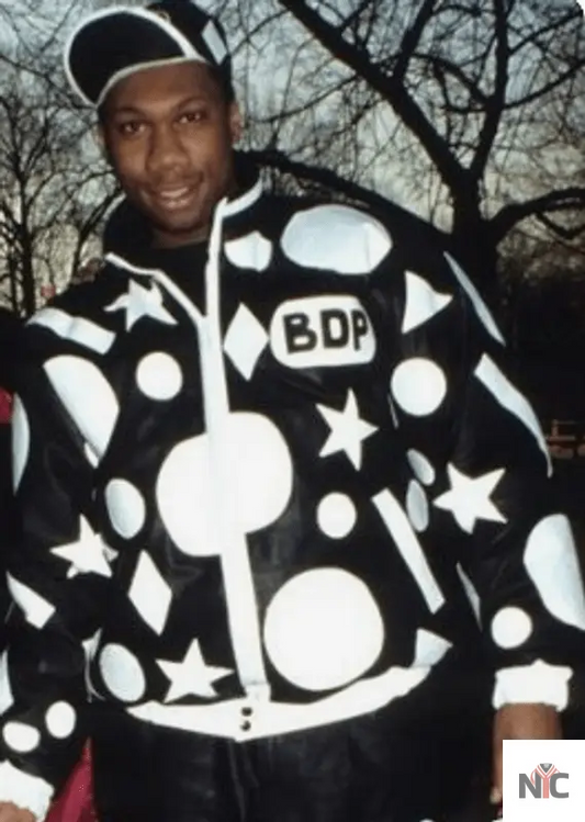 KRS One Black Leather Bomber Jacket
