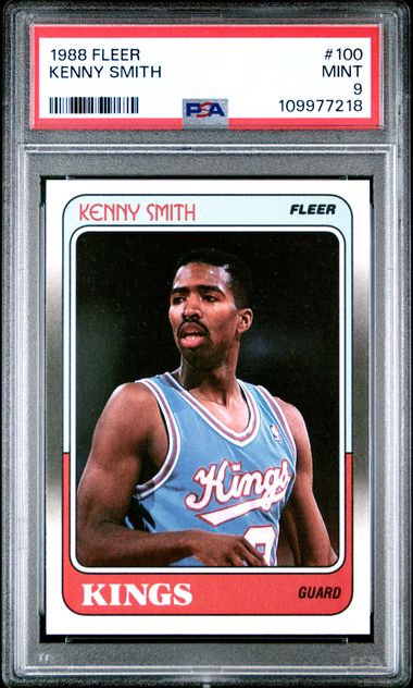 Graded 1988 Fleer Kenny "The Jet" Smith #100 Rookie RC Basketball Card PSA 9 Mint