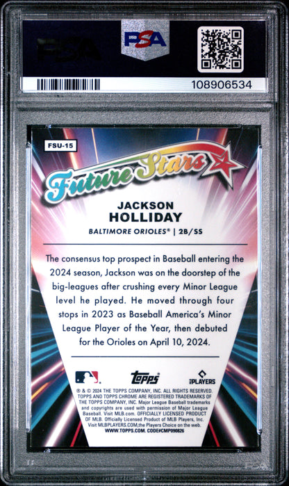 Graded 2024 Topps Chrome Update Jackson Holliday #FSU15 Future Stars Rookie RC Baseball Card PSA 8 Near Mint