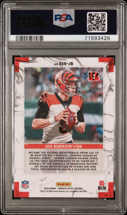 Graded 2020 Panini Donruss Optic Joe Burrow #JB Elite Series Rookies Rookie RC Football Card PSA 10 Gem Mint