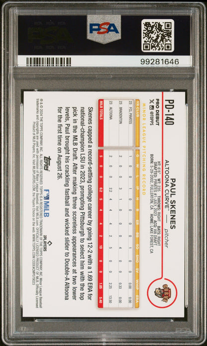 Graded 2024 Topps Pro Debut Paul Skenes #PD140 Rookie RC Baseball Card PSA 9 Mint