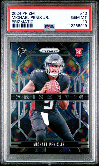 Graded 2024 Panini Prizm Michael Penix Jr #10 Prizmatic Rookie RC Football Card PSA 10 Gem Mint