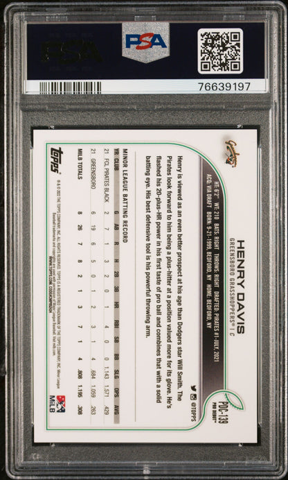 Graded 2022 Topps Pro Debut Henry Davis #PDC139 Chrome Rookie RC Baseball Card PSA 10 Gem Mint
