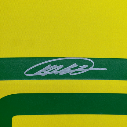 Framed Autographed/Signed Ricardo Kaka 35x39 Brazil Yellow Soccer Futbol Jersey Beckett BAS COA