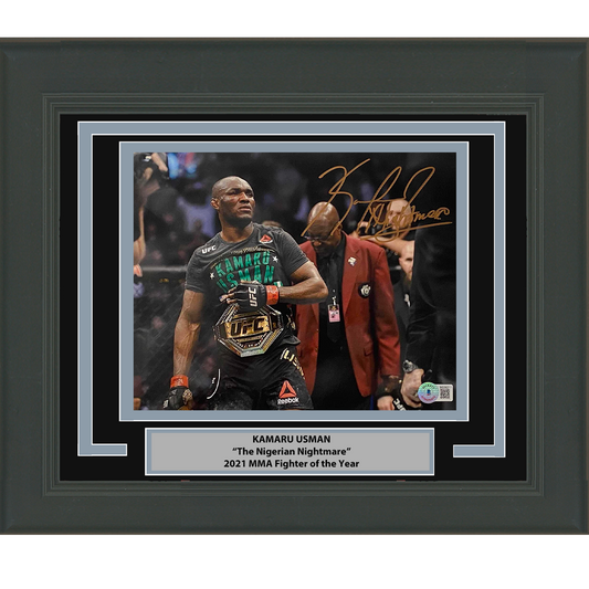 Framed Autographed/Signed Kamaru Usman MMA Ultimate Fighting 8x10 Photo Beckett BAS COA