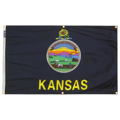 Kansas Flag with Grommets Along the Edges for Wall Hanging