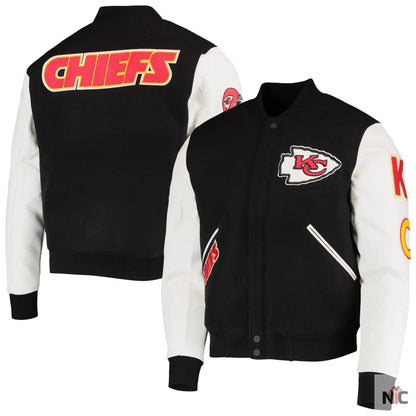 Kansas City Chiefs Black and White Varsity Jacket