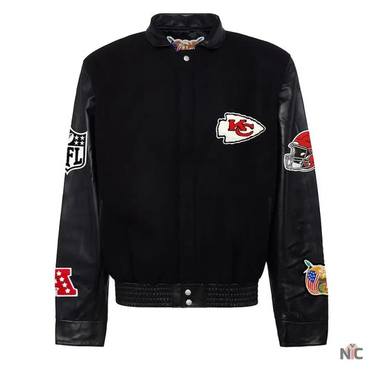 Kansas City Chiefs Jeff Hamilton Black Wool & Leather Varsity Jacket