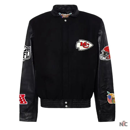 Kansas City Chiefs Jeff Hamilton Black Wool & Leather Varsity Jacket