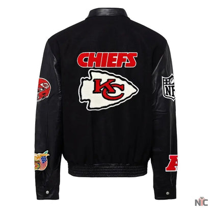 Kansas City Chiefs Jeff Hamilton Black Wool & Leather Varsity Jacket