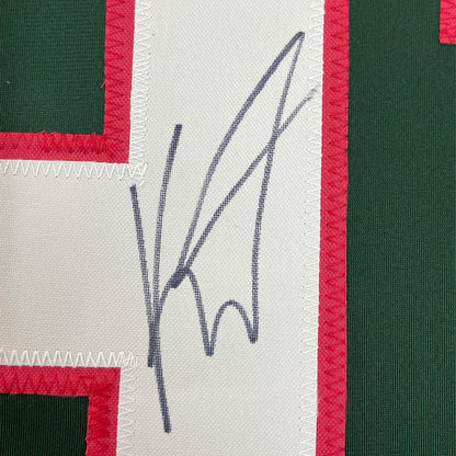 Framed Autographed/Signed Kirill Kaprizov 35x39 Minnesota Green Hockey Jersey Beckett BAS COA