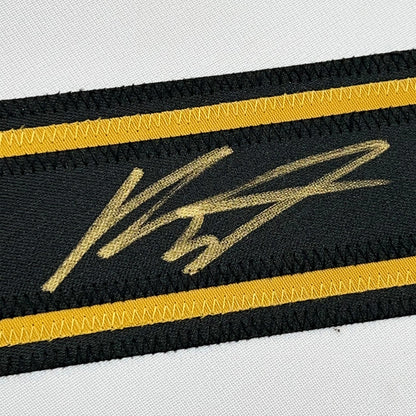 Framed Autographed/Signed Kirill Kaprizov 35x39 Minnesota White/Gold Hockey Jersey Beckett BAS COA