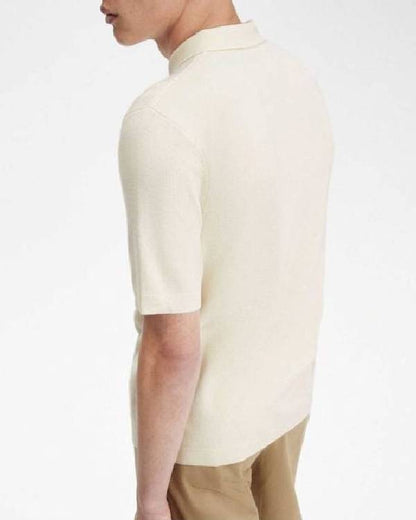Karen Pirie Karen White Ribbed Polo Top