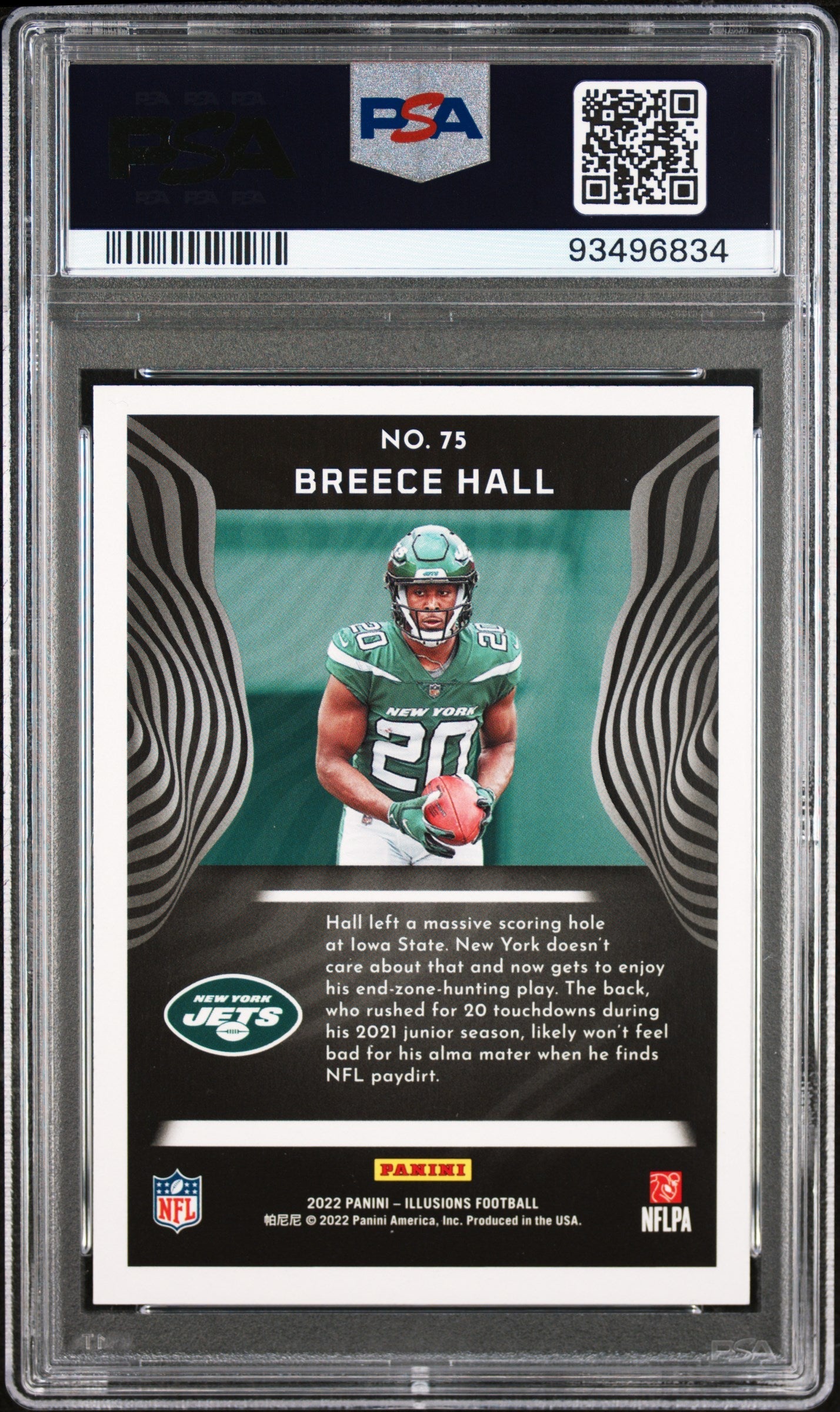 Graded 2022 Panini Illusions Breece Hall #75 Retail Rookie RC Football Card PSA 10 Gem Mint