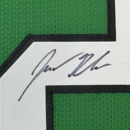 Framed Autographed/Signed Jason Kelce 35x39 Philadelphia Kelly Green Football Jersey PSA/DNA COA