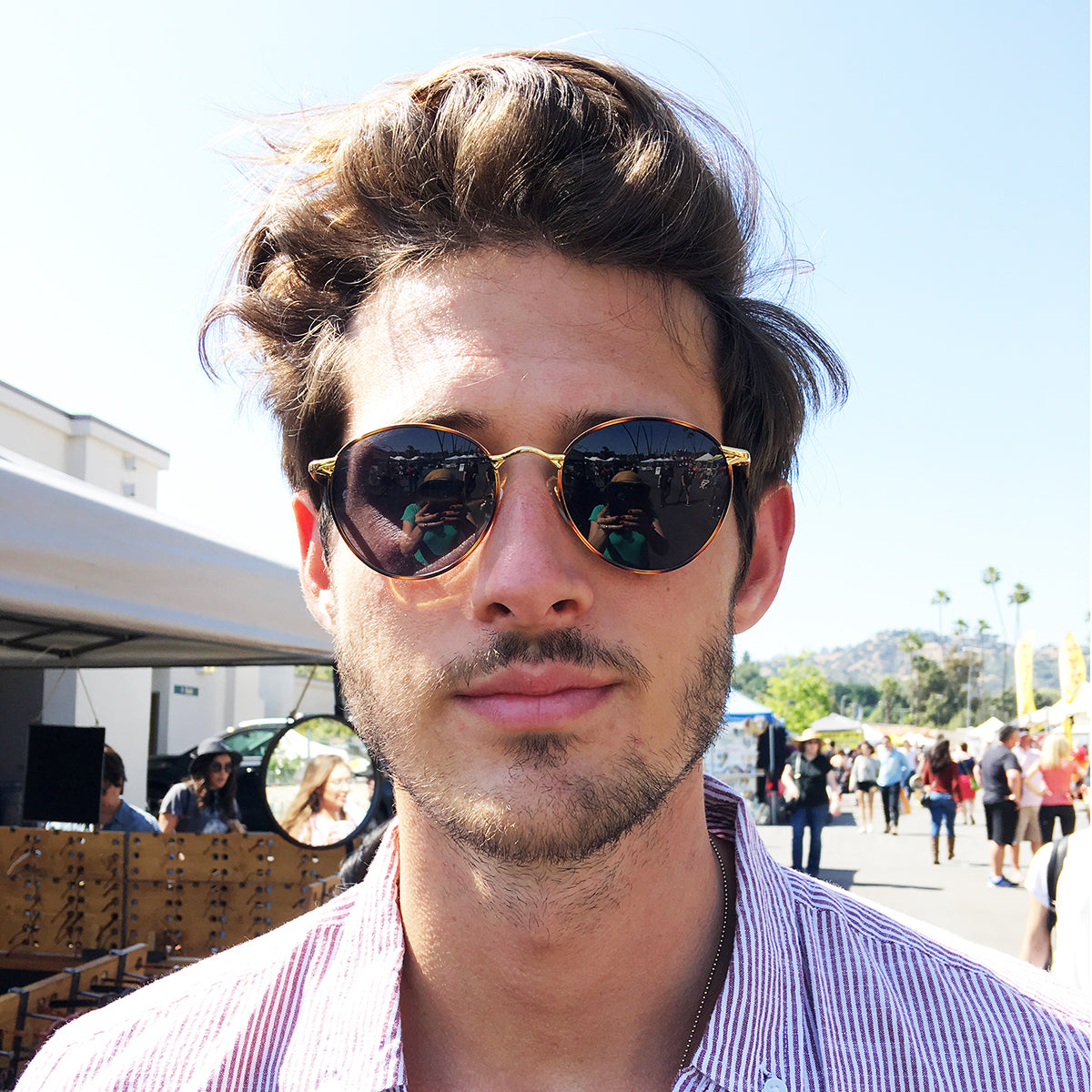 Gold Round Preppy Classic Metal Vintage Sunglass - Kelsey