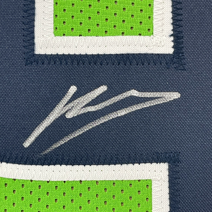 Framed Autographed/Signed Kenneth Walker 35x39 Seattle Green Football Jersey Beckett BAS COA