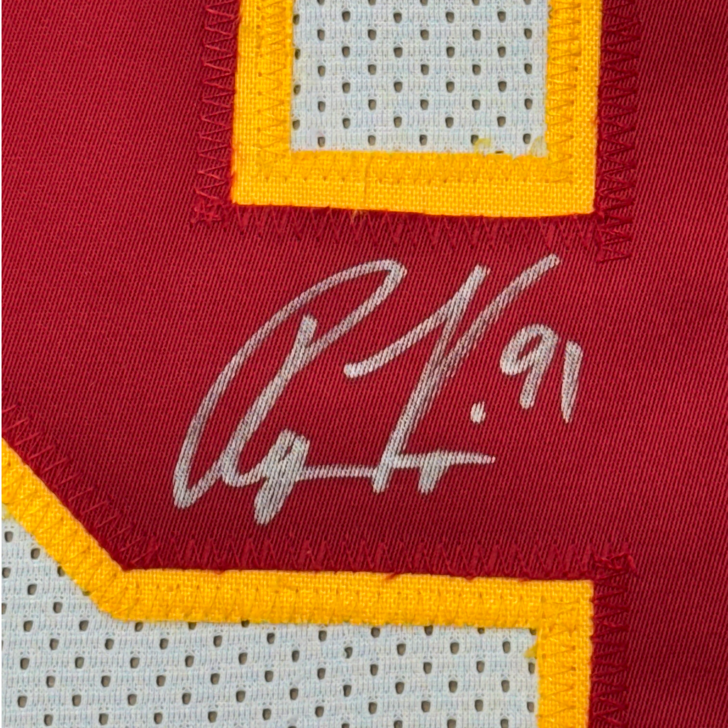 Framed Autographed/Signed Ryan Kerrigan 35x39 Washington White Football Jersey JSA COA
