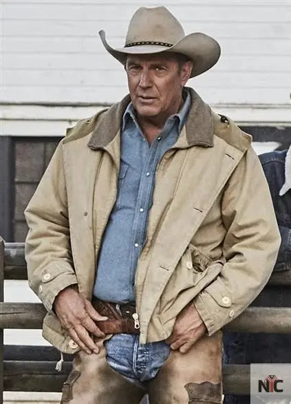 Kevin Costner Yellowstone John Dutton Beige Cotton Jacket