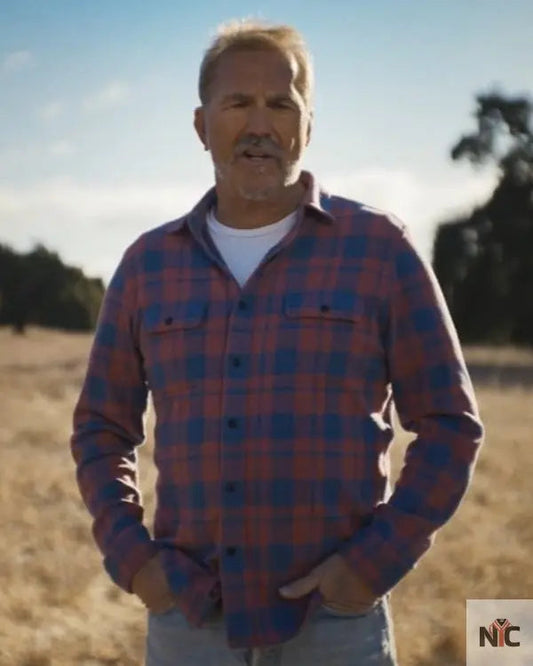 Kevin Costner’s the West Rose Blue Plaid Shirt