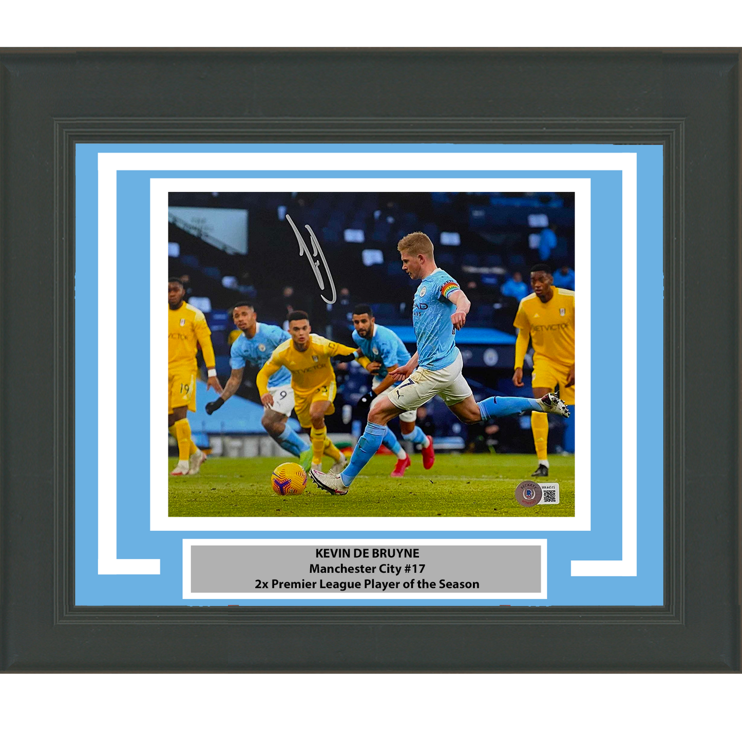 Framed Autographed/Signed Kevin De Bruyne Manchester City Soccer Futbol 8x10 Photo Beckett BAS COA