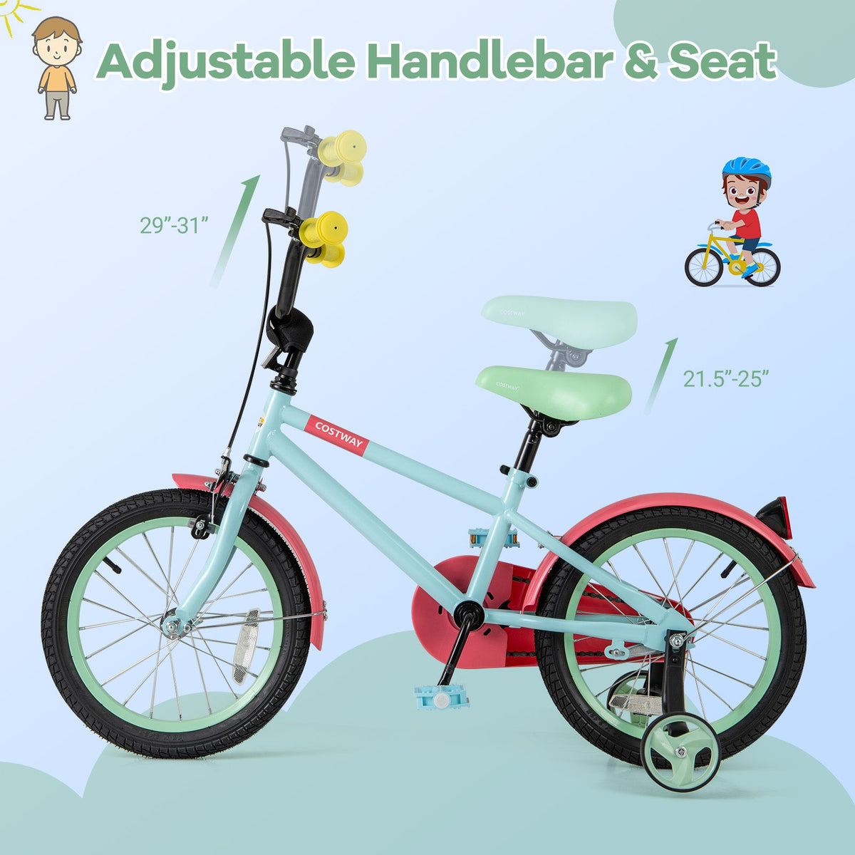 Kids Bike with Adjustable Handlebar and Saddle Blue-16 inches
