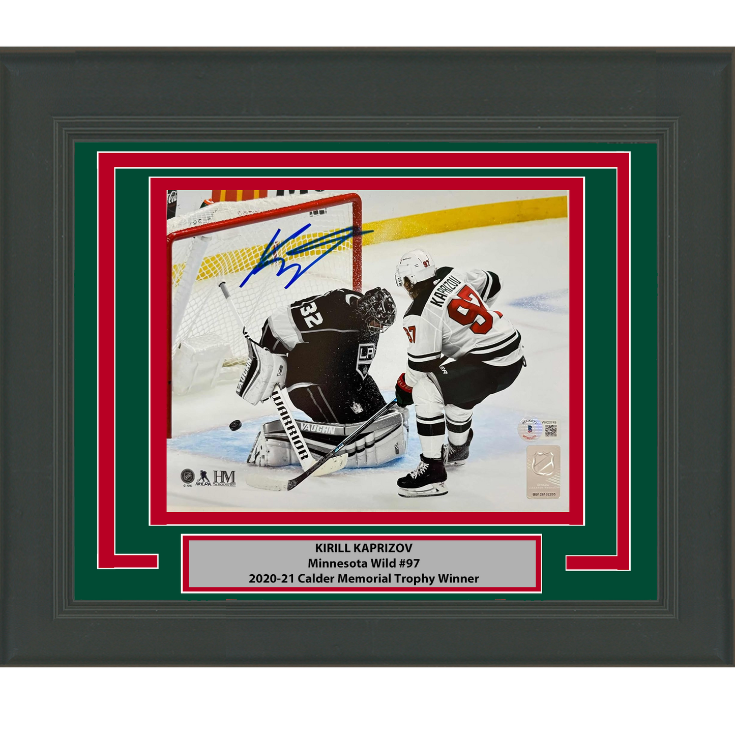 Framed Autographed/Signed Kirill Kaprizov Minnesota Wild 8x10 Hockey Photo JSA COA