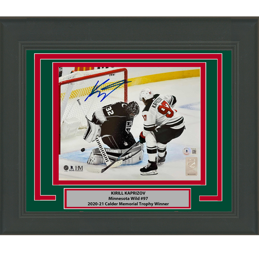 Framed Autographed/Signed Kirill Kaprizov Minnesota Wild 8x10 Hockey Photo JSA COA