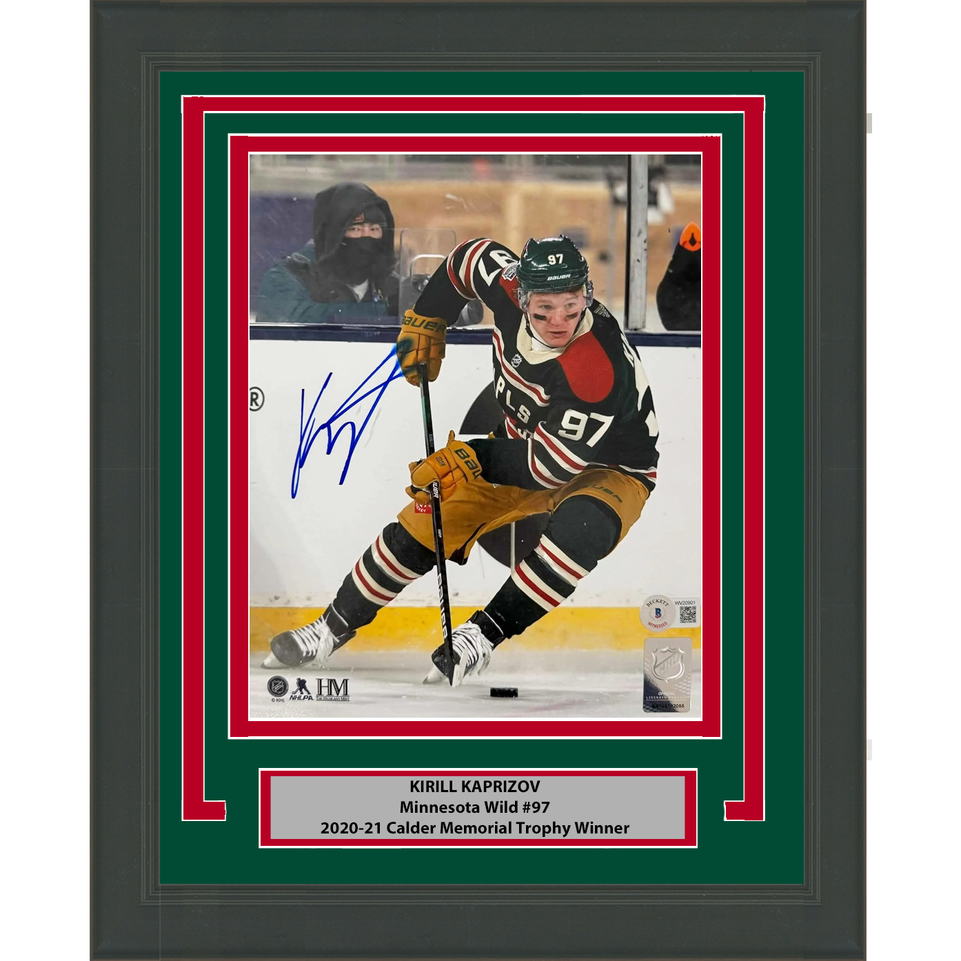 Framed Autographed/Signed Kirill Kaprizov Minnesota Wild 8x10 Hockey Photo JSA COA #2