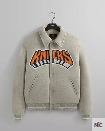 Kith For The New York Knicks Empire Grey Wool Coaches Jacket