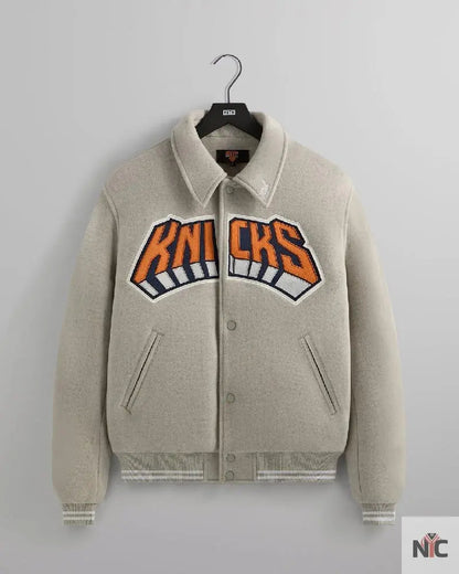 Kith For The New York Knicks Empire Grey Wool Coaches Jacket