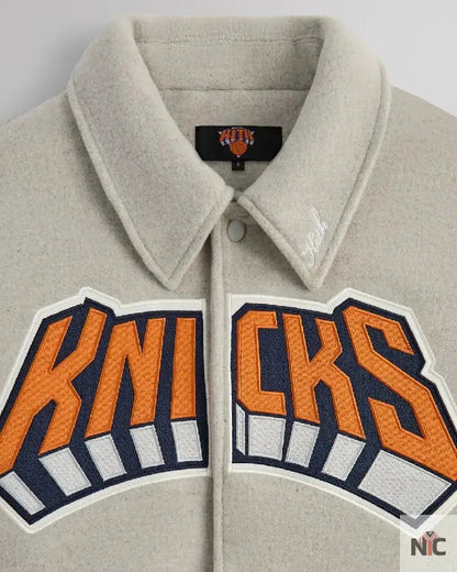 Kith For The New York Knicks Empire Grey Wool Coaches Jacket