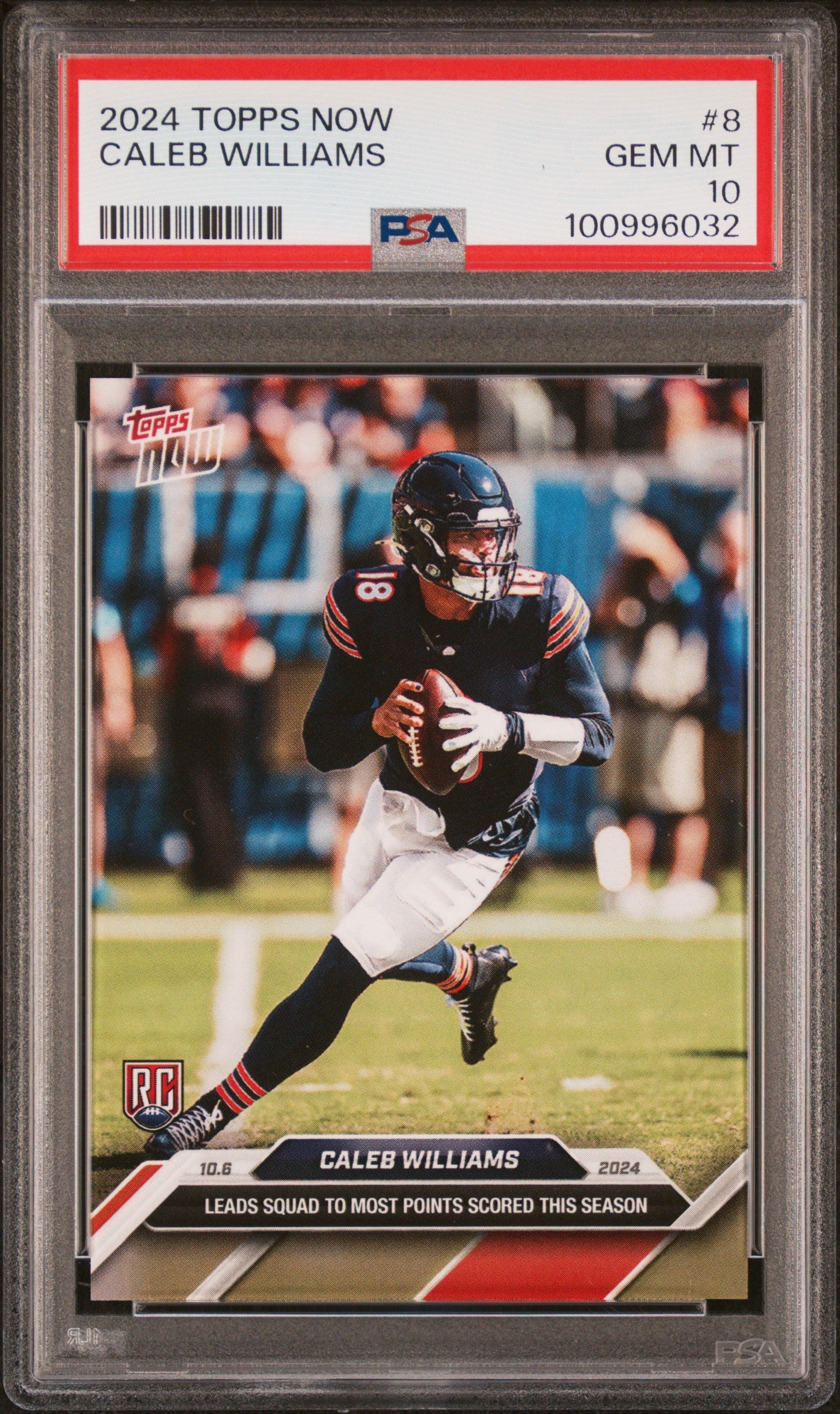 Graded 2024 Topps Now Caleb Williams #8 Rookie RC Football Card PSA 10 Gem Mint
