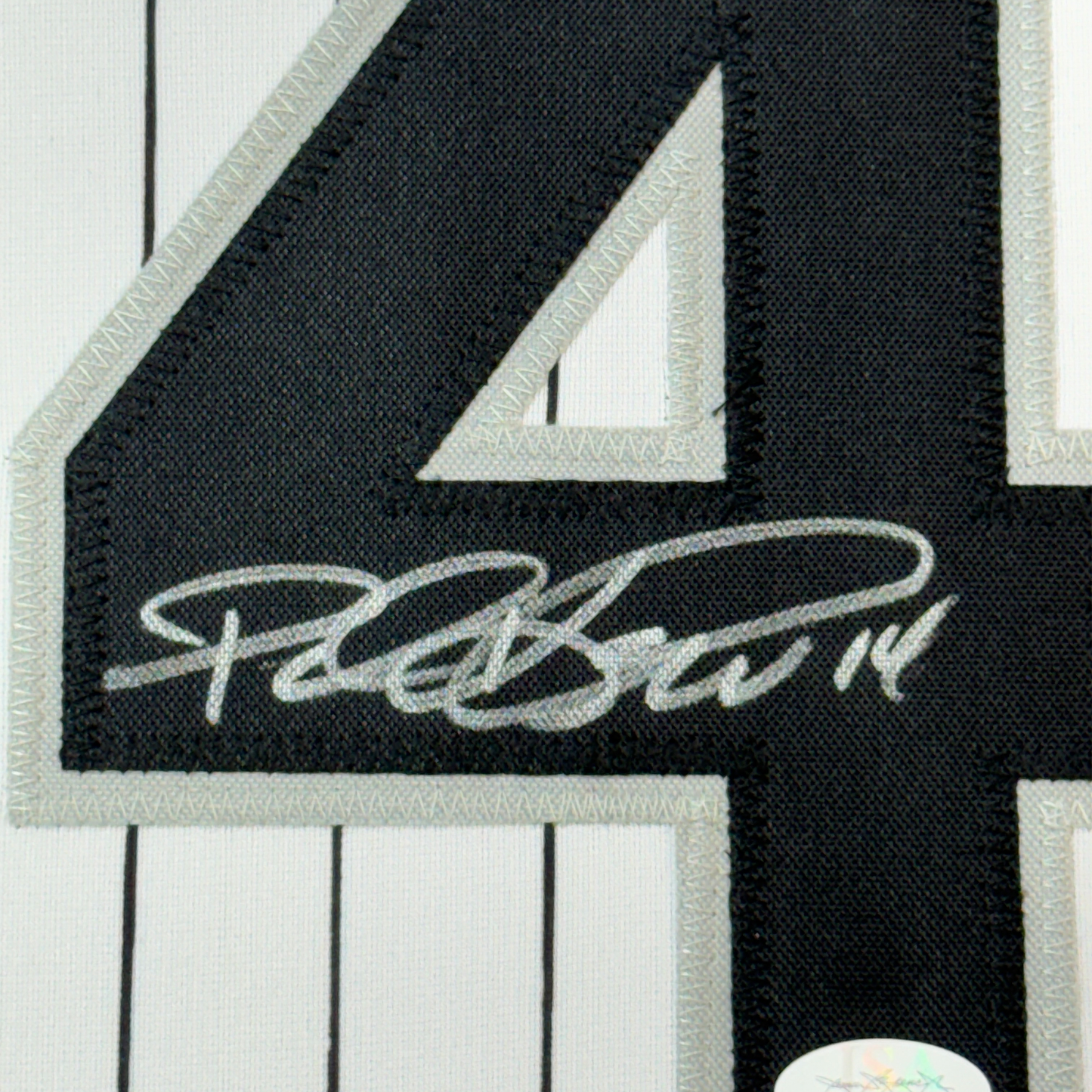 Framed Autographed/Signed Paul Konerko 35x39 Chicago Pinstripe Baseball Jersey JSA COA