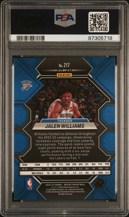 Graded 2022 Panini Mosaic Jalen Williams #217 Reactive Yellow Rookie RC Basketball Card PSA 10 Gem Mint