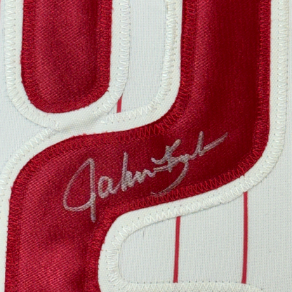 Framed Autographed/Signed John Kruk 35x39 Philadelphia Pinstripe Baseball Jersey JSA COA