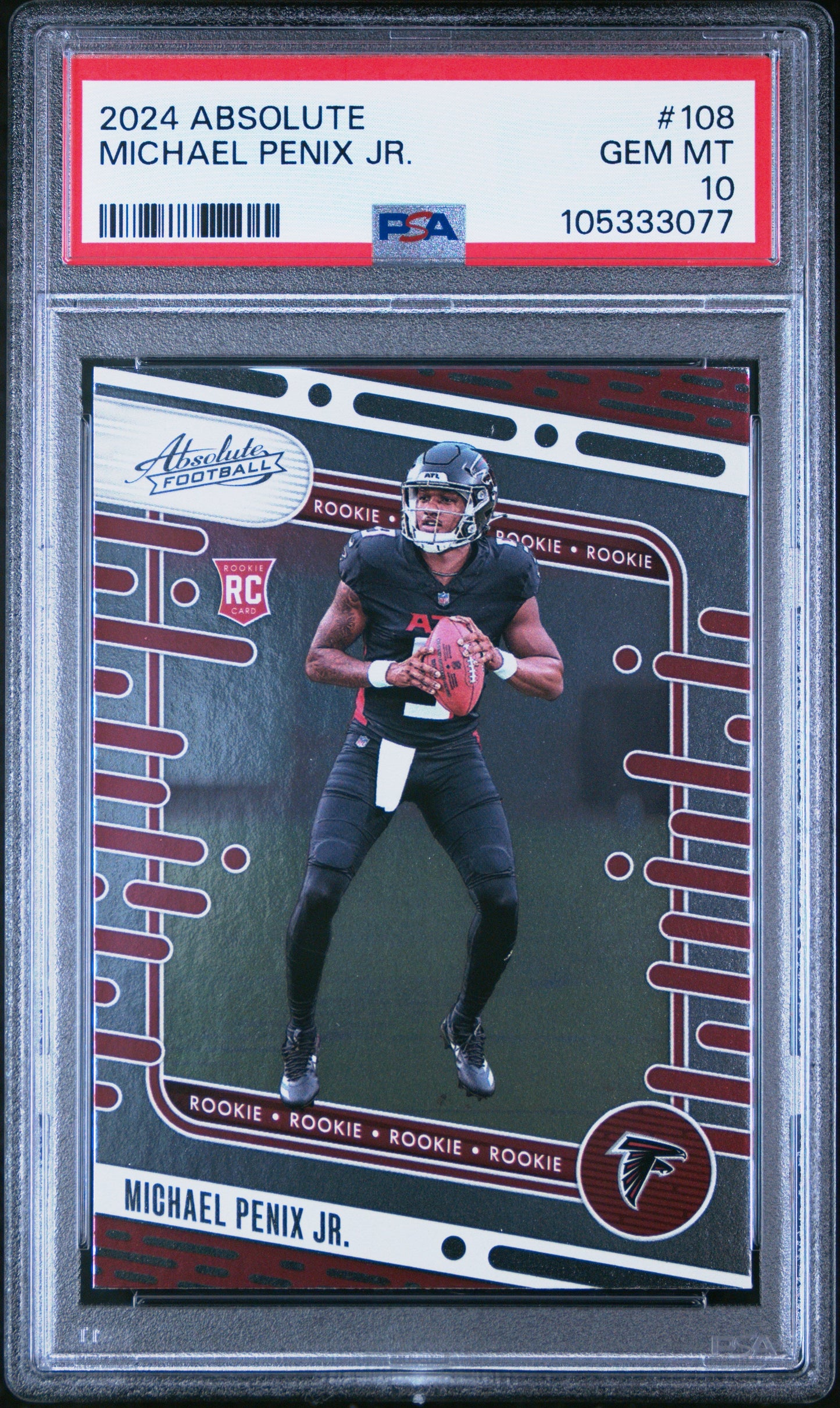 Graded 2024 Panini Absolute Michael Penix Jr #108 Rookie RC Football Card PSA 10 Gem Mint