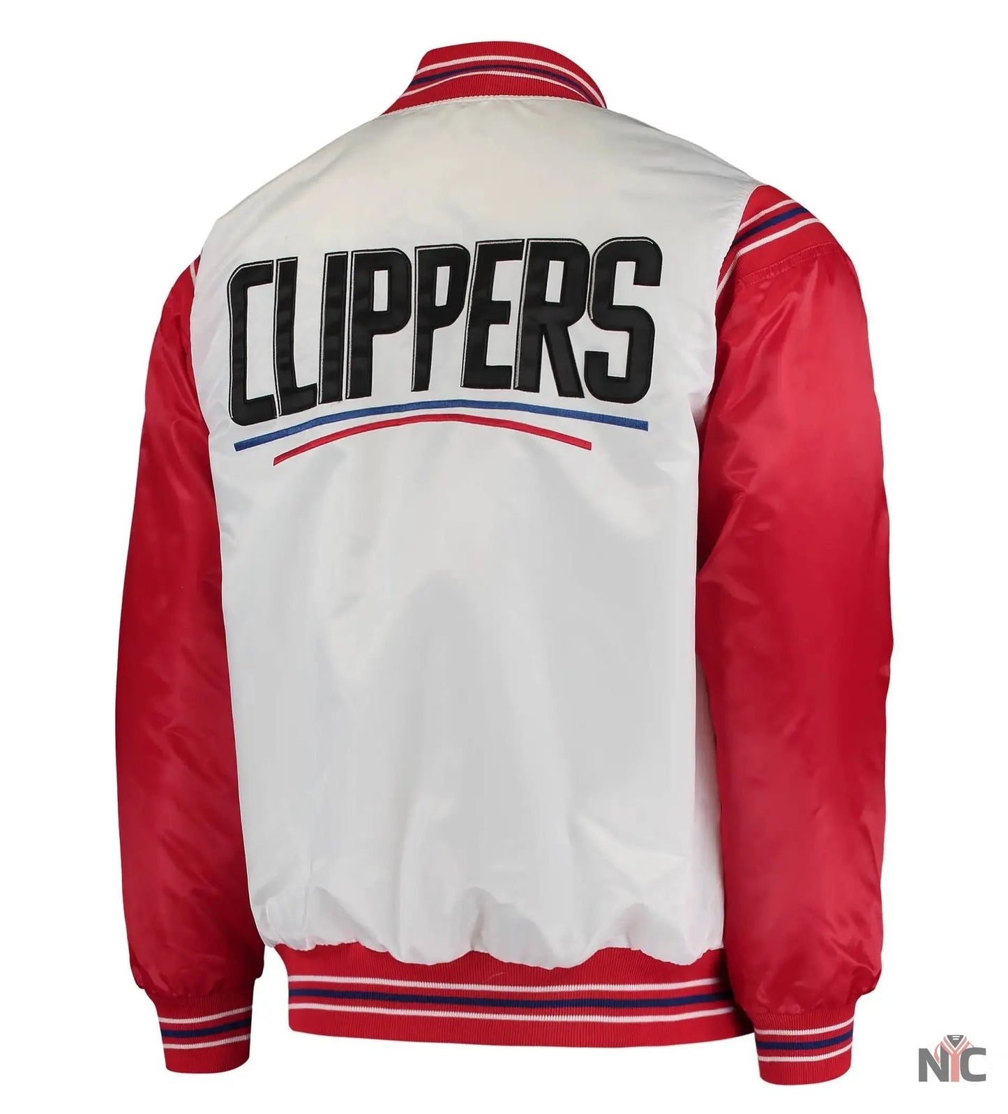LA Clippers Renegade Full-Snap White & Red Satin Varsity Jacket