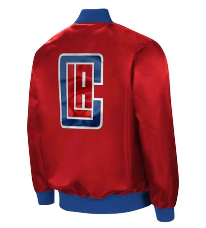 LA Clippers The Ambassador Full-Zip Red Satin Varsity Jacket