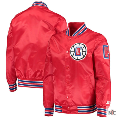 LA Clippers The Diamond Classic Red Satin Varsity Jacket