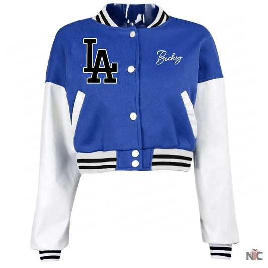 LA Cropped Becky G Letterman Varsity Jacket