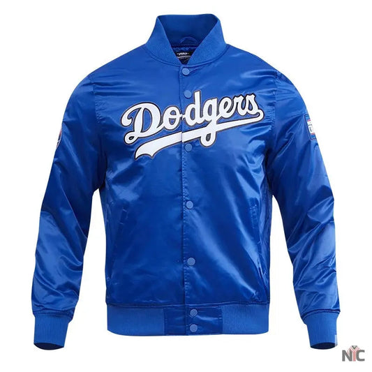 LA Dodgers Big Logo Blue Satin Jacket
