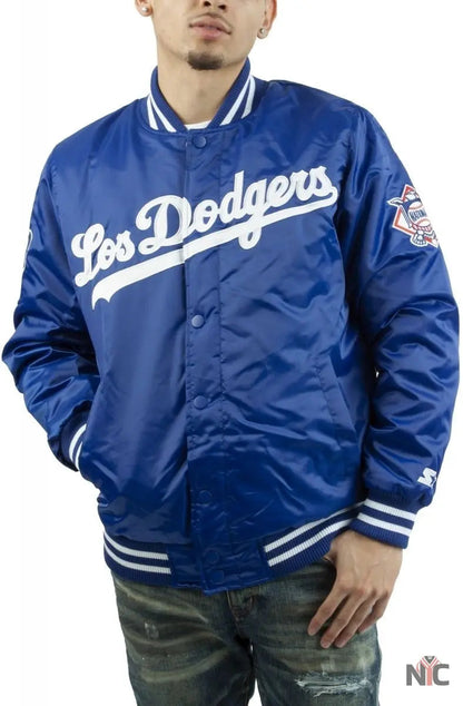 LA Dodgers National Blue Satin Varsity Jacket