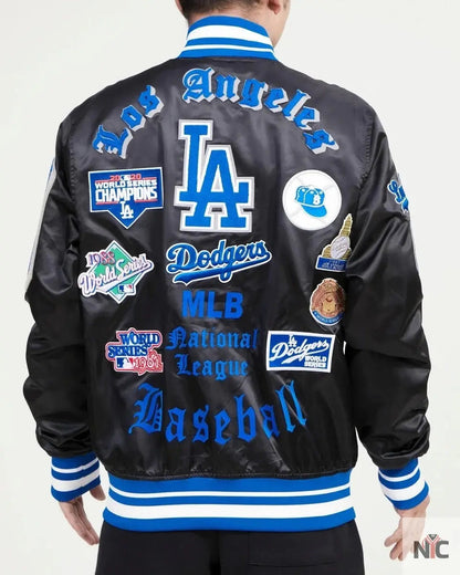 LA Dodgers Old English Satin Varsity Jacket