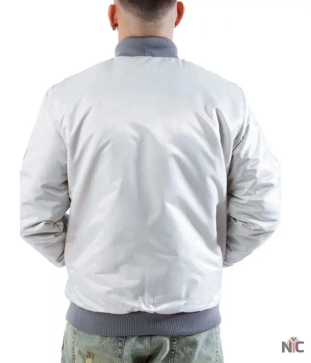LA Dodgers Silver Satin Jacket