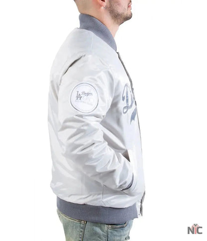 LA Dodgers Silver Satin Jacket