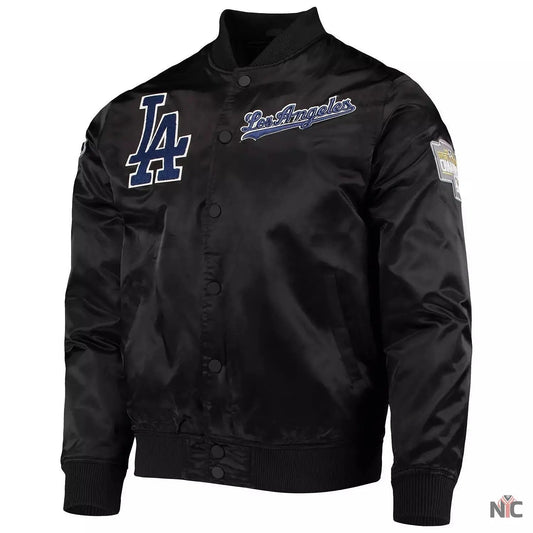 LA Dodgers Wordmark Black Varsity Jacket
