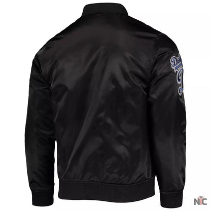 LA Dodgers Wordmark Black Varsity Jacket