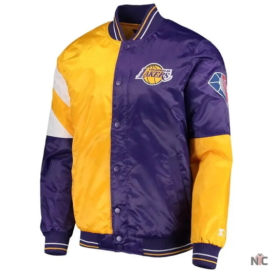 LA Lakers 75th Anniversary Leader Color Block Satin Jacket