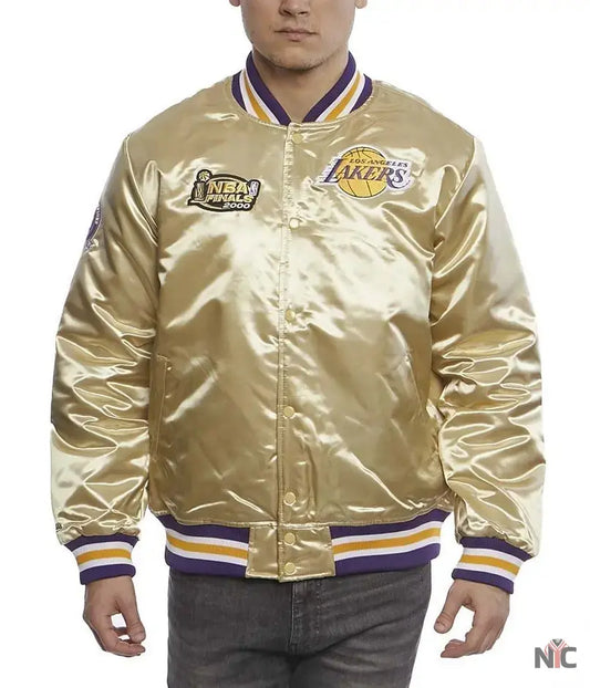 LA Lakers Championship Game Gold Satin Jacket